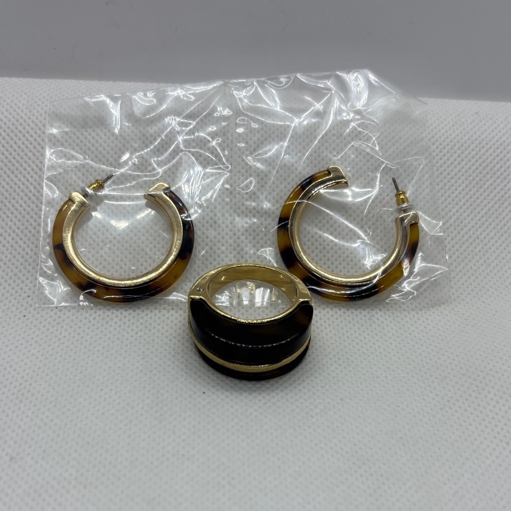 Elegant Gold and Brown Hoop Earrings Set